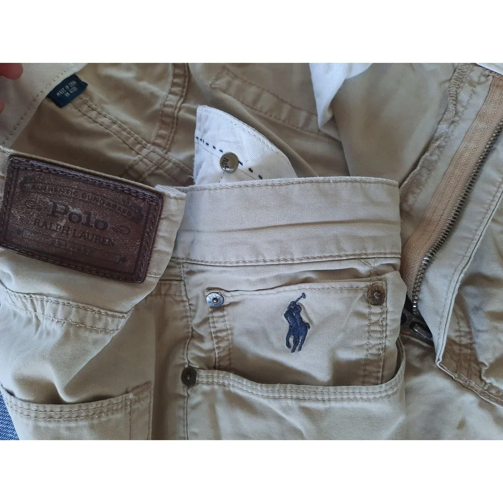 Polo Ralph Lauren Mens Chino Pants Straight Leg Brown Cotton 38x29 pocket logo